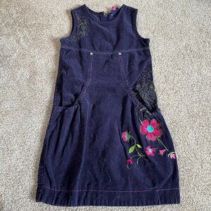 Y2K 2000s Girls Dress Navy Romeo + Juliette size 8 pockets floral embroidered